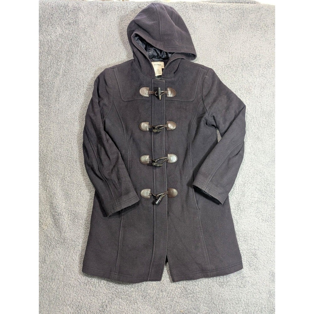 Wool-Blend Hooded Toggle Coat - Black